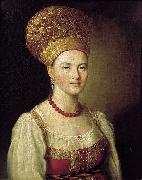 Ivan Argunov Portrait of an Unknown Woman in Russian Costume oil